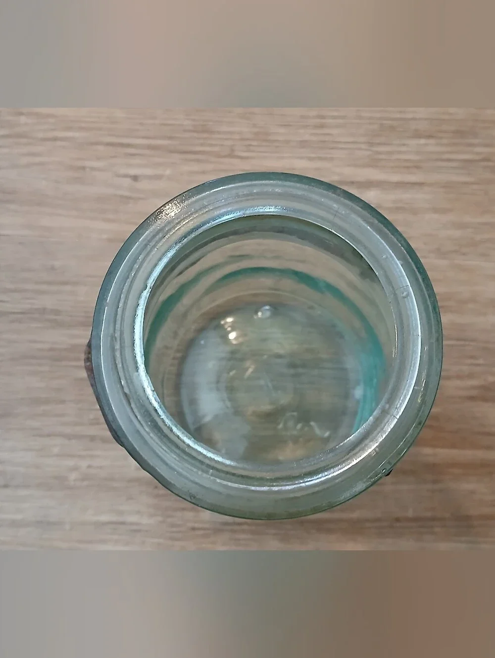 Vintage Aqua Glass Jar with Lid - 'Leotric' Embossed